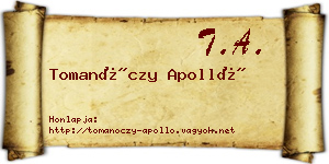 Tomanóczy Apolló névjegykártya